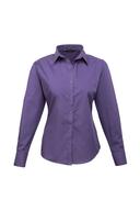 Premier Womens/Ladies Poplin Long Sleeve Blouse / Plain Work Shirt Purple 10