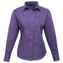 Premier Womens/Ladies Poplin Long Sleeve Blouse / Plain Work Shirt Purple 14