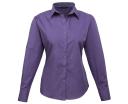 Premier Womens/Ladies Poplin Long Sleeve Blouse / Plain Work Shirt Purple 24