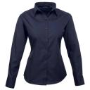 Premier Womens/Ladies Poplin Long Sleeve Blouse / Plain Work Shirt Silver 20