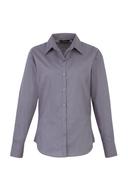 Premier Womens/Ladies Poplin Long Sleeve Blouse / Plain Work Shirt Steel 12