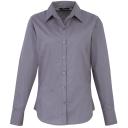 Premier Womens/Ladies Poplin Long Sleeve Blouse / Plain Work Shirt Steel 12