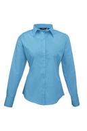 Premier Womens/Ladies Poplin Long Sleeve Blouse / Plain Work Shirt Turquoise 10