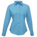 Premier Womens/Ladies Poplin Long Sleeve Blouse / Plain Work Shirt Turquoise 10