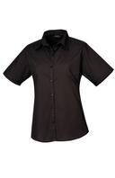 Premier Womens/Ladies Roll Sleeve Poplin Shirt Black S
