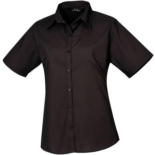 Premier Womens/Ladies Roll Sleeve Poplin Shirt Black S