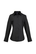 Premier Womens/Ladies Supreme Heavy Poplin Long Sleeve Work Shirt Black 8