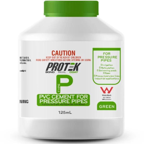 Protek 125ml Type P Green PVC Cement For High Pressure Pipes