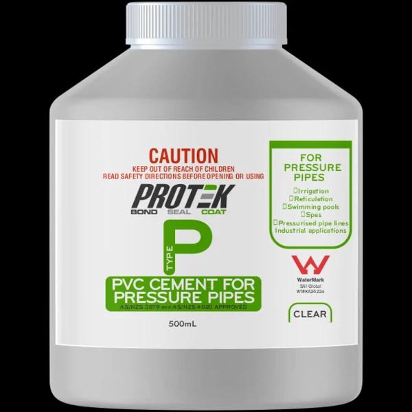 Protek 500ml Type P Clear PVC Cement For High Pressure Pipes