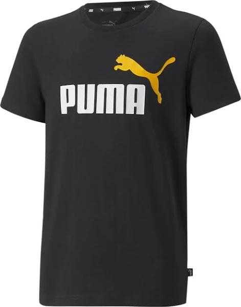 Puma Boys Short Sleeve Logo Tee - Black-Tangarine