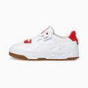 Puma Cali Dream Perforated Sneakers in White and Red with Gum Sole