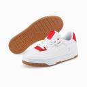 Puma Cali Dream Perforated Sneakers in White and Red with Gum Sole