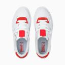 Puma Cali Dream Perforated Sneakers in White and Red with Gum Sole