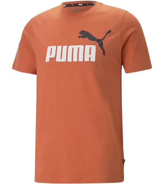 Puma Essentials+ 2 Col Logo Short Sleeve T-Shirt Orange White Black - L