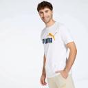 Puma Essentials+ 2 Col Logo Short Sleeve T-Shirt White Black Orange - L