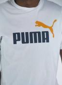 Puma Essentials+ 2 Col Logo Short Sleeve T-Shirt White Black Orange - L