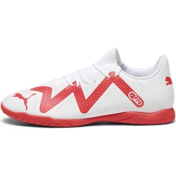 Puma Future Play It Men's Soccer Cleats Shoes, White/Fire Orchid, 8.5