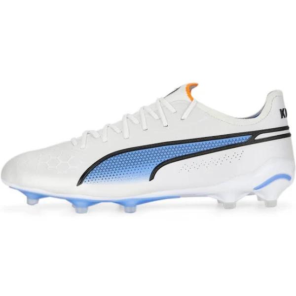Puma King Ultimate FG/AG Firm Ground Soccer Cleat White/Black/Blue/Orange - Size 6