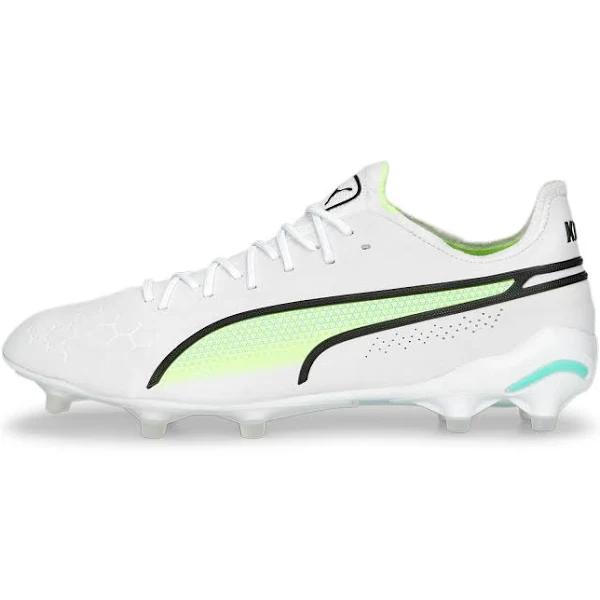 Puma King Ultimate FG/AG Firm Ground Soccer Cleats, White/Black / 8
