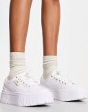Puma Mayze Stack Sneakers in White and Gold