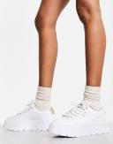 Puma Mayze Stack Sneakers in White and Gold