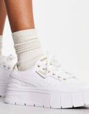 Puma Mayze Stack Sneakers in White and Gold