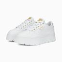 Puma Mayze Stack Sneakers in White and Gold