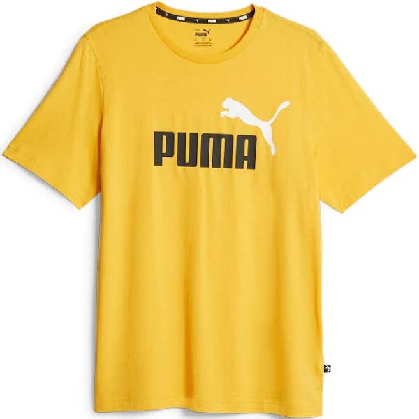 Puma Men's Essentials+ 2 Colour Logo Yellow Tee XXL