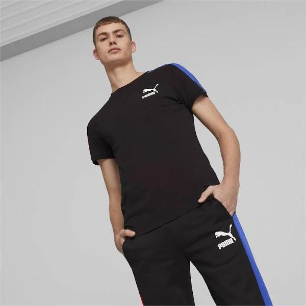 Puma Men's Tee Shirt Black & Royal Sapphire T7 Iconic Tee L