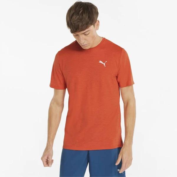 Puma Men's Tee Shirt Cherry Tomato Heather Run Favorite Crewneck Tee M