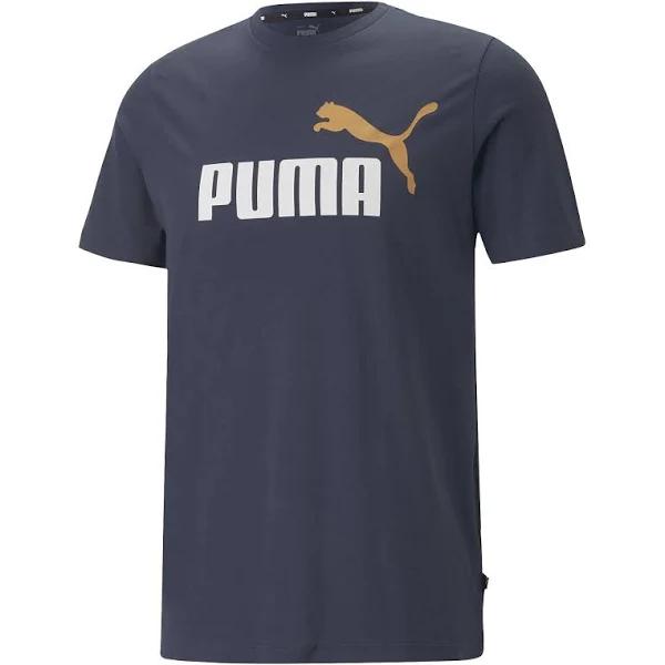 Puma Mens Essentials+ 2 Colour Logo Tee Navy M @ Rebel Active