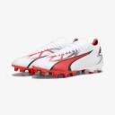 Puma Ultra Match FG/AG Firm Ground Soccer Cleat White/Black/Fire Orchid - Size 4.5