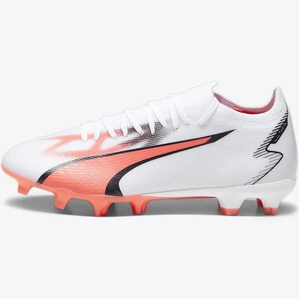 Puma Ultra Match FG/AG Firm Ground Soccer Cleat White/Black/Fire Orchid - Size 4