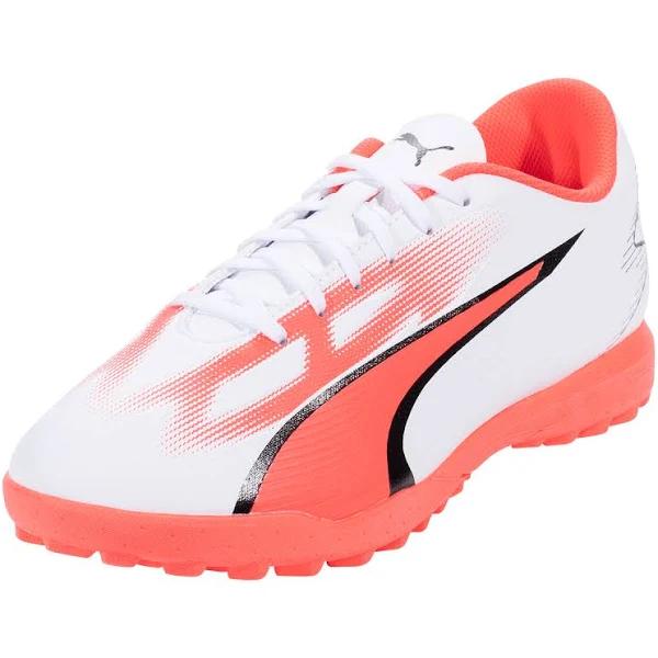 Puma Ultra Play TT Turf Soccer Cleat White/Black/Fire Orchid - Size 12.5