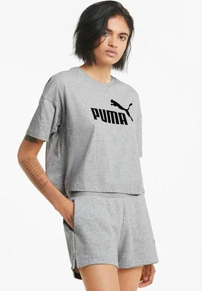 Puma Women's Cropped Logo Grey Tee XS