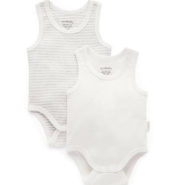 Purebaby 2 Pack Rib Bodysuit