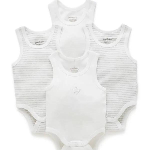 Purebaby 4 Pack Rib Bodysuit