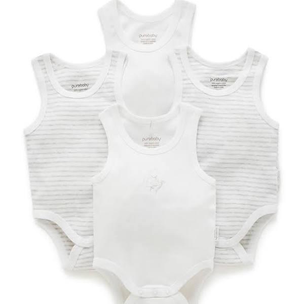 Purebaby 4 Pack Rib Bodysuit