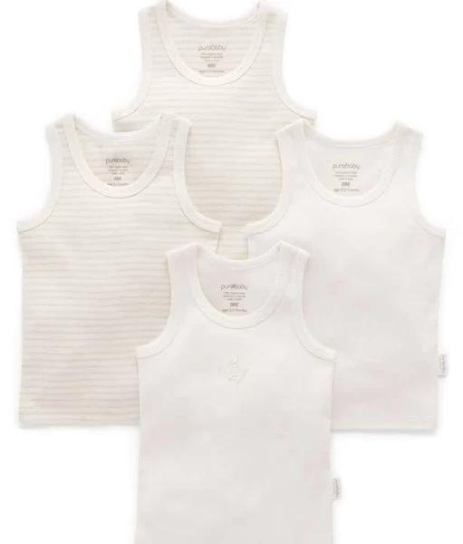 Purebaby 4 Pack Rib Singlet