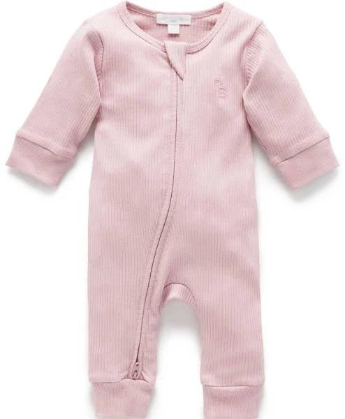 Purebaby Lavender Rib Zip Growsuit