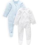 Purebaby Pure B 2 Pack Zip Growsuit - Blue - Newborn