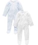 Purebaby Pure B 2 Pack Zip Growsuit - Blue - Newborn