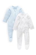 Purebaby Pure B 2 Pack Zip Growsuit - Blue - Newborn