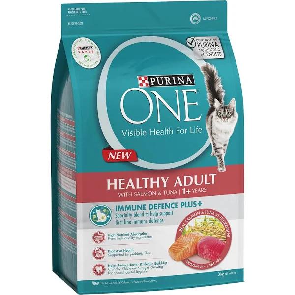 Purina One Adult Salmon and Tuna Dry Cat Food, 3 Kilograms