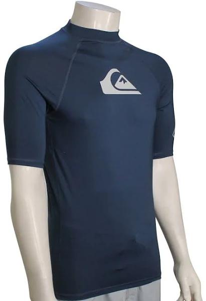 Quiksilver Men's All Time Short Sleeve UPF 50 Rash Guard - Insignia Blue - Swimoutlet.com
