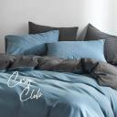 Quilt Cover Set Cotton Duvet Double Blue Dark Blue