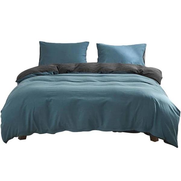 Quilt Cover Set Cotton Duvet Double Blue Dark Blue