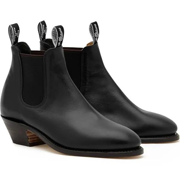 R.M. Williams Adelaide Cuban Heel Boot - D Fit - Black, 8.5 / Black
