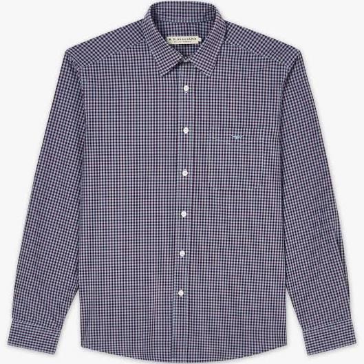 R.M.Williams - Men's Collins Button Down Shirt - Burgundy/Blue - S