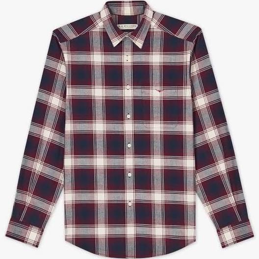 R.M.Williams - Men's Collins Button Down Shirt - Burgundy/Cream - 3XL